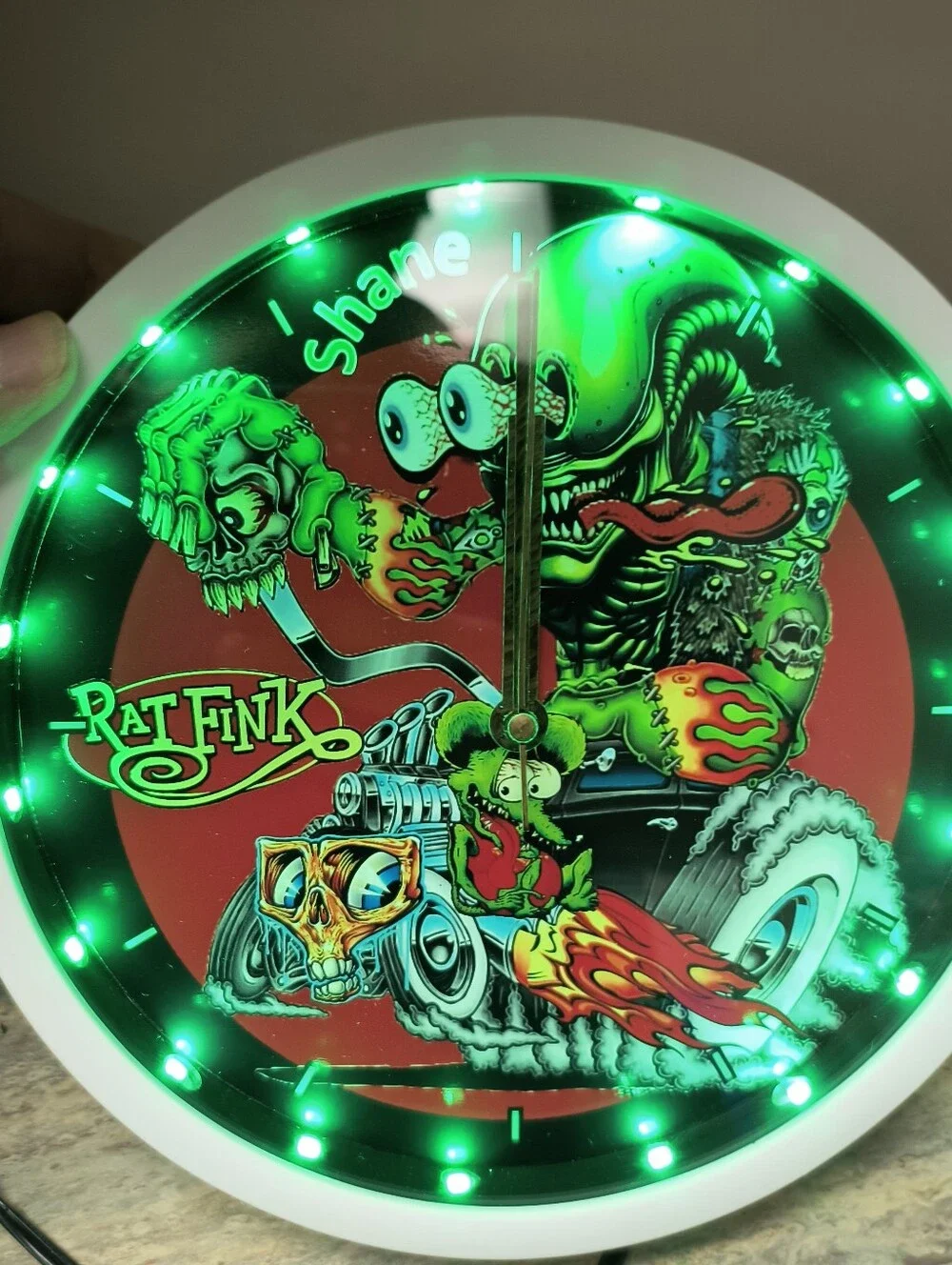 Monster Fink Kustom Kulture Art Neon Wall Clock in Personalized With Led Lights